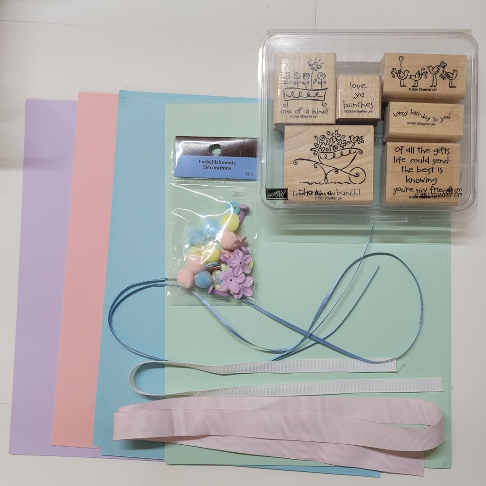 Stampin Up Love Ya Bunches Wooden Block Rubber Stamp Set